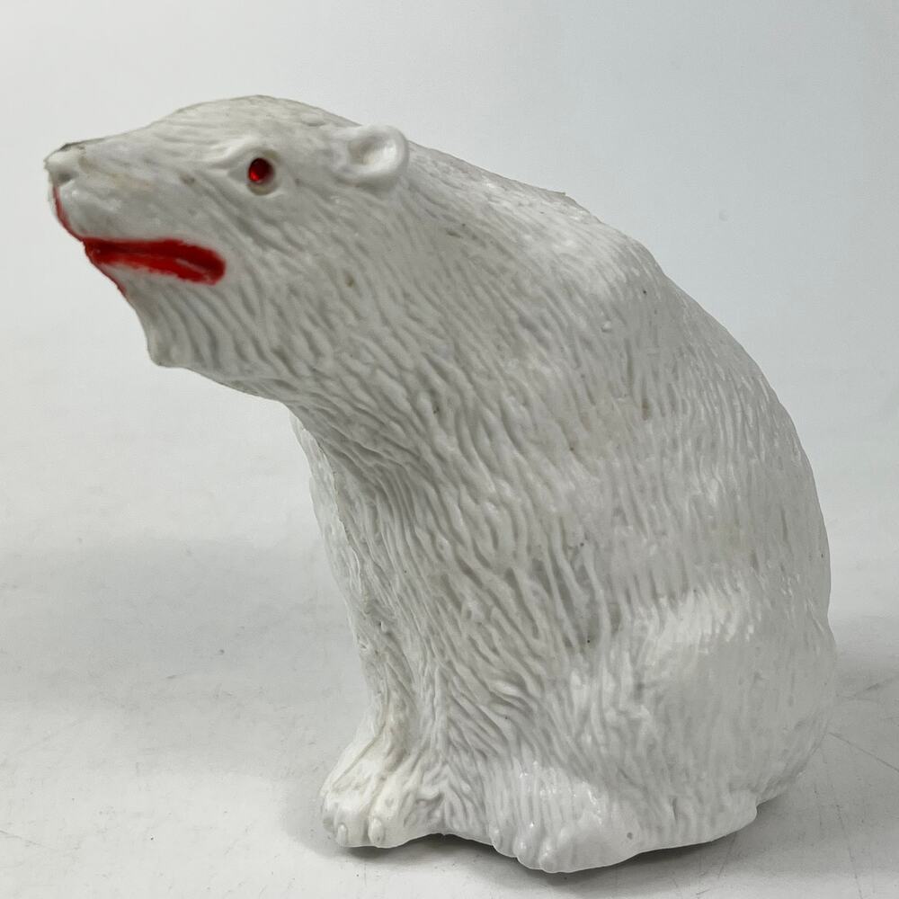 Vintage Hong Kong Plastic Polar Bear Sachet Holder W/ Red Eyes Refillable 4"